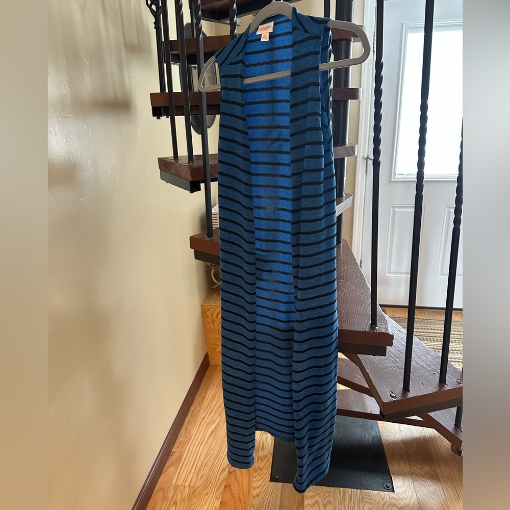 Lularoe Blue and Black Joy Duster Vest